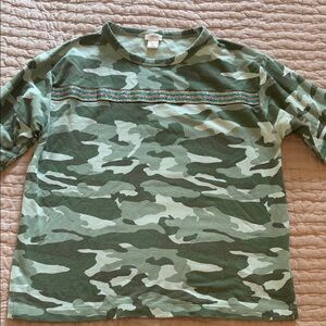 Crewcuts Green Camouflage Shirt with Glittter Stripes